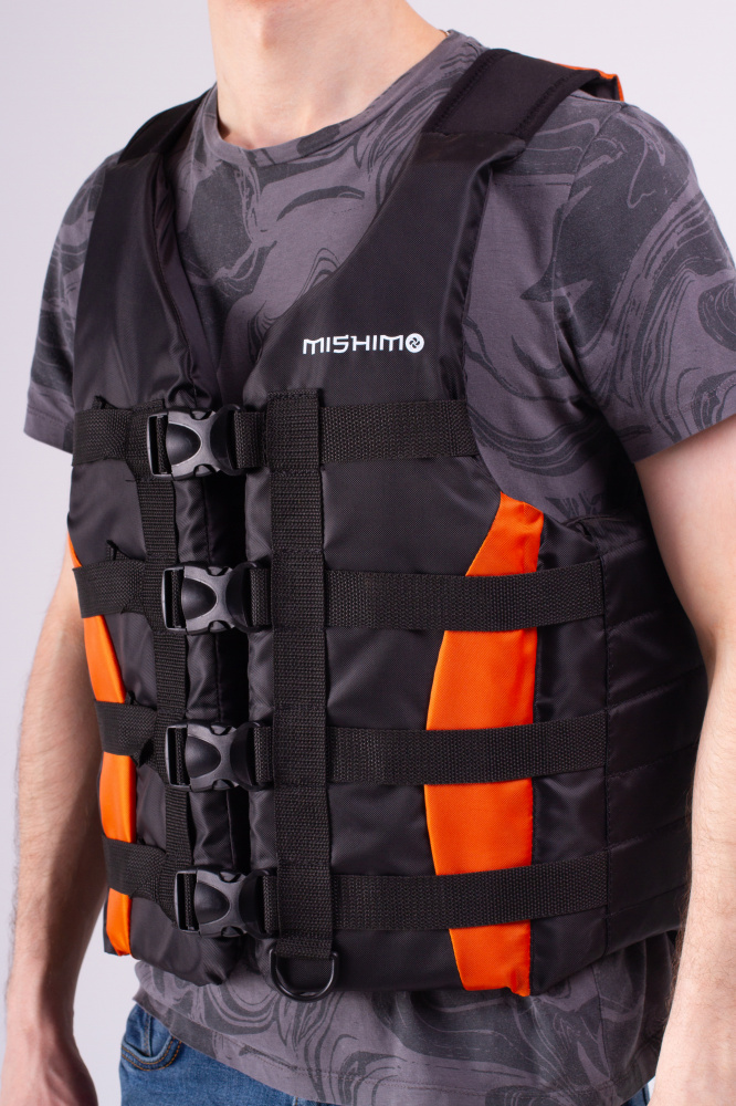 Жилет спасательный MISHIMO PRO Премиум качества Черно-оранжевый в Артёме