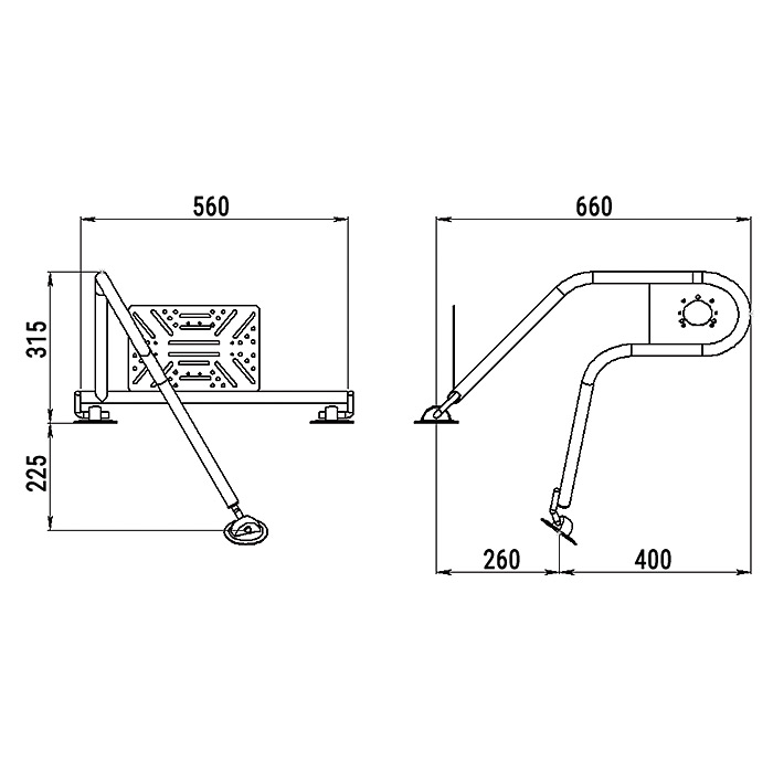 Стойка рулевая с креплением на баллон надувной лодки 25мм в Артёме