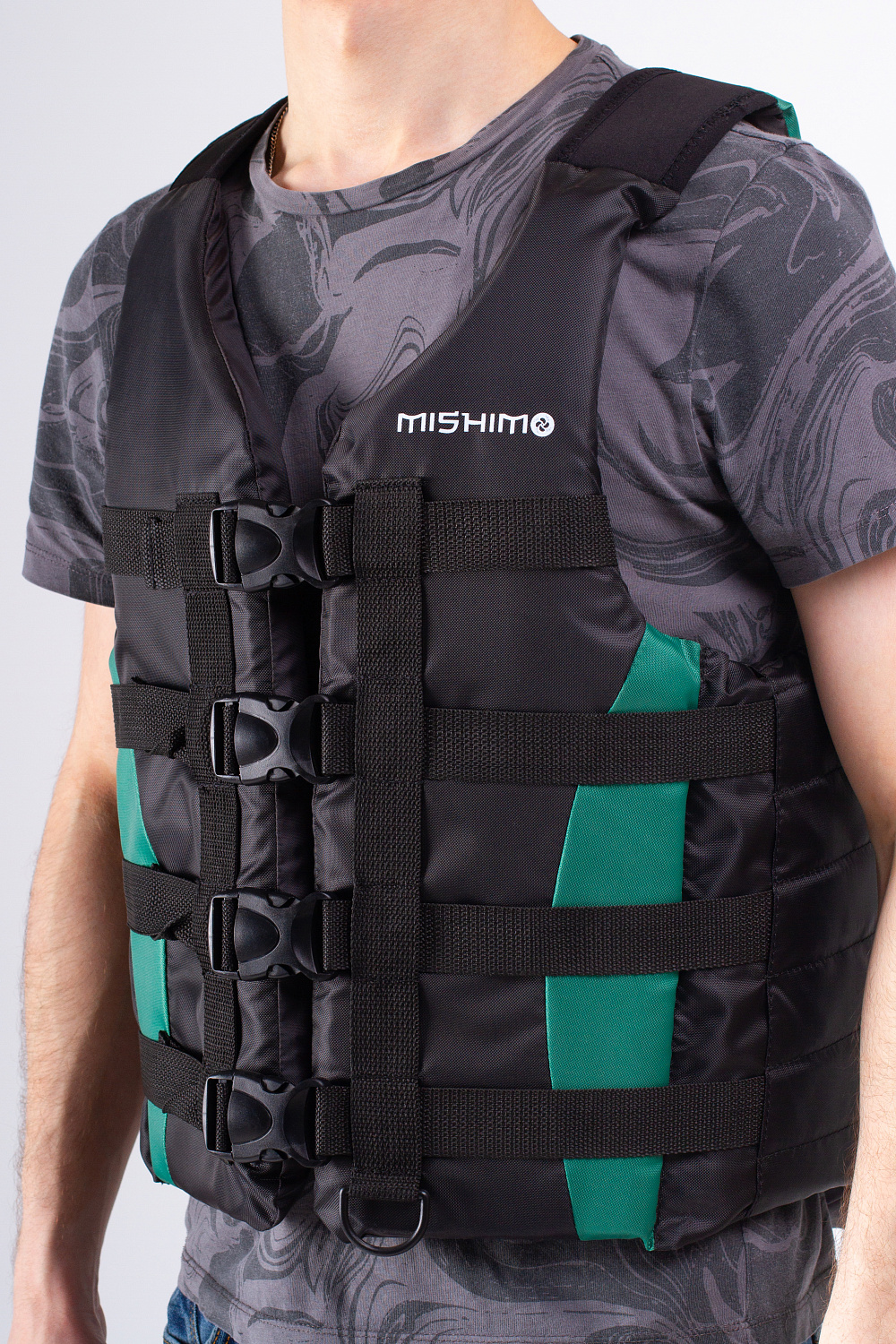 Жилет спасательный MISHIMO PRO Премиум качества Черно-зеленый в Артёме
